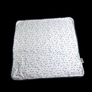 First Impressions Reversible Baby Blanket Cotton Cars Truck Plaid Blue White Red